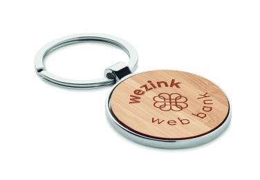 Logo trade corporate gifts image of: Round key ring metal bamboo Dobele