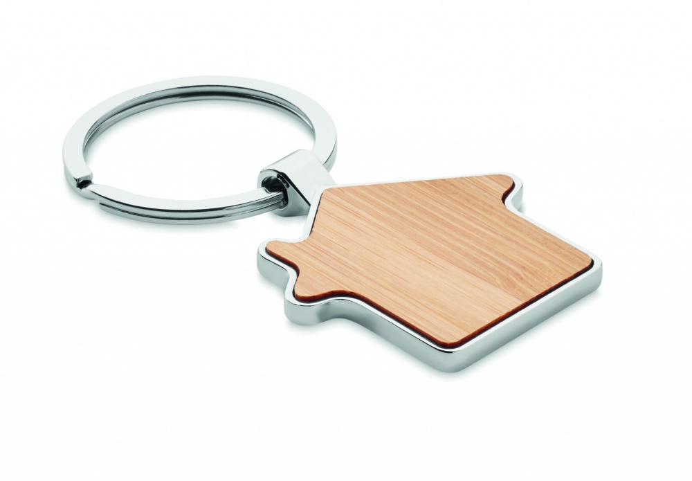 Logo trade corporate gift photo of: House key ring metal bamboo NORDIC