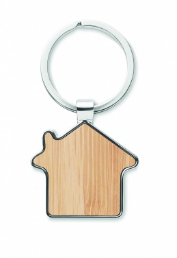 Logotrade promotional merchandise picture of: House key ring metal bamboo NORDIC