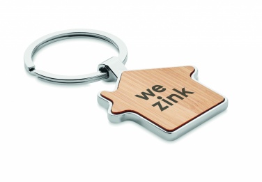 Logo trade advertising products image of: House key ring metal bamboo NORDIC