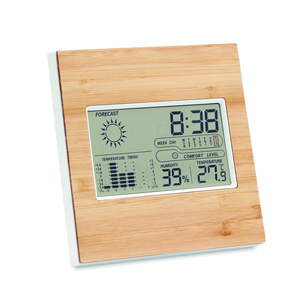 Logotrade business gift image of: Weather station bamboo front TURKU