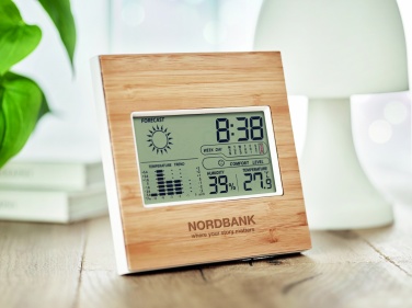 Logotrade promotional gift image of: Weather station bamboo front TURKU