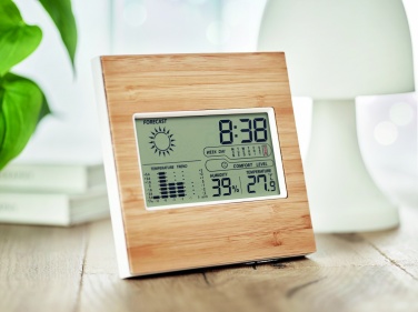 Logotrade promotional item picture of: Weather station bamboo front TURKU