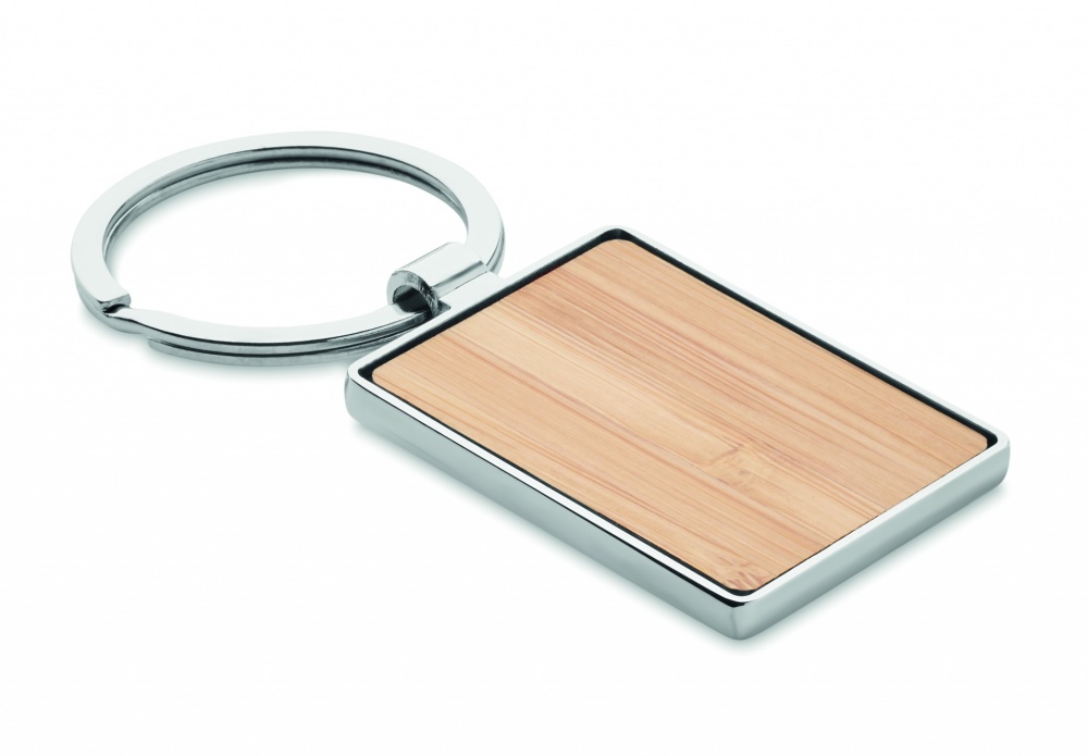 Logo trade promotional merchandise photo of: Rectangular key ring bamboo WEST