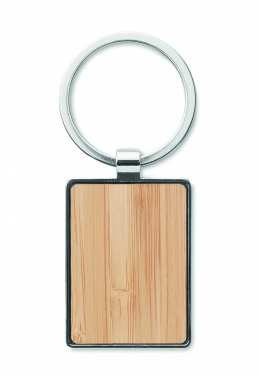 Logo trade promotional merchandise picture of: Rectangular key ring bamboo WEST