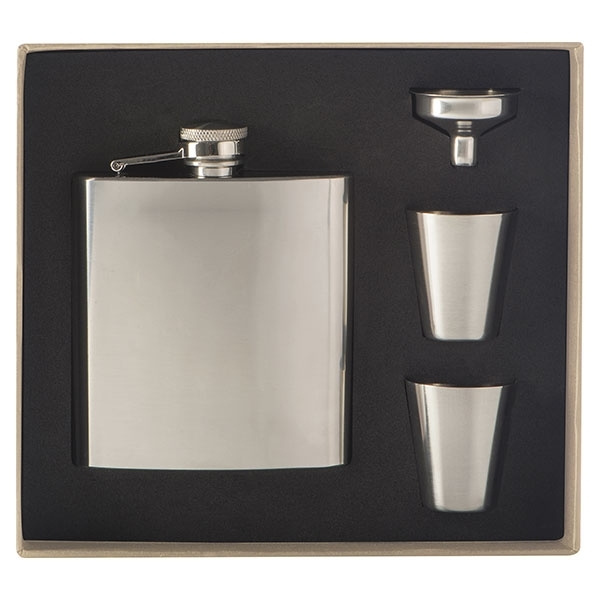 Logotrade promotional giveaway picture of: Hip flask with 2 shot glasses SANDVIKEN 170 ml