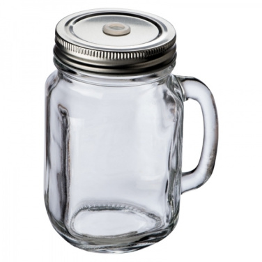 Logo trade promotional merchandise image of: Drinking glass with handle and lid TREVISO 450 ml