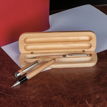 Logotrade promotional merchandise image of: Wooden writing set ballpen and roller INDIANAPOLIS