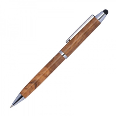 Logo trade promotional merchandise photo of: Wooden ballpen with touch function ERFURT