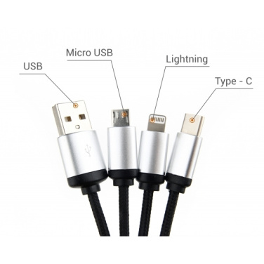 Logo trade promotional merchandise picture of: 3in1 cable with enlighted logo for engraving, RXD-368