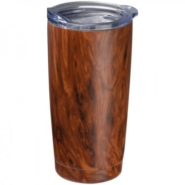 Logotrade business gift image of: Stainless steel mug with wooden look COSTA RICA 550 ml