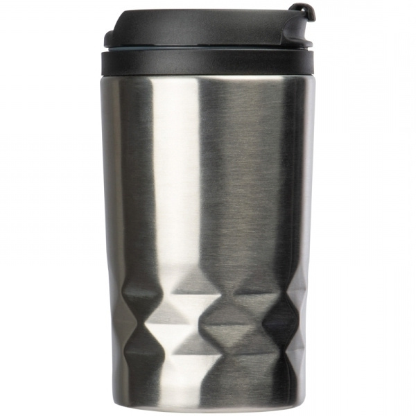 Logotrade promotional giveaway image of: Stainless steel mug with lid ROMA 250 ml