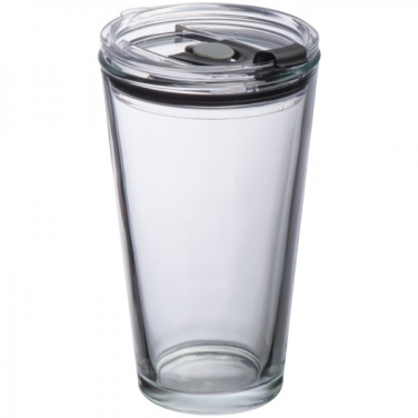 Logo trade advertising product photo of: Glass mug with lid WATTENSCHEID 400 ml