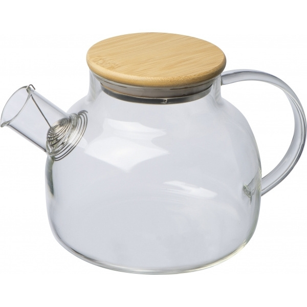 Logo trade business gift photo of: Glass jug with bamboo lid FRANKFURT 1000ml