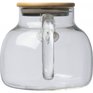 Logo trade promotional merchandise photo of: Glass jug with bamboo lid FRANKFURT 1000ml