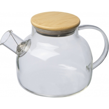 Logo trade promotional item photo of: Glass jug with bamboo lid FRANKFURT 1000ml