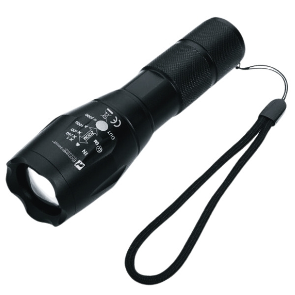 Logo trade promotional products image of: Flashlight ANTELAO Schwarzwolf