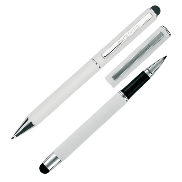 Logo trade advertising product photo of: Writing set ballpoint pen & roller soft touch CLAUDIE