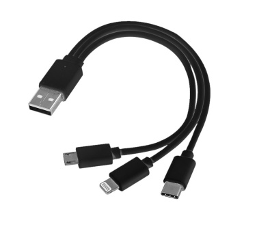 Logo trade business gifts image of: 3 in 1 USB cable type c + micro USB + lightning