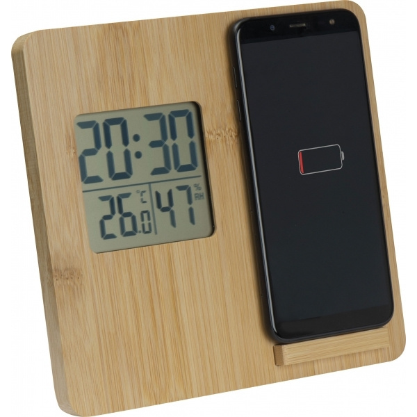 Logotrade promotional gift image of: Bamboo weather station GRANADA