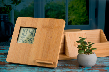 Logo trade promotional gifts image of: Bamboo weather station GRANADA