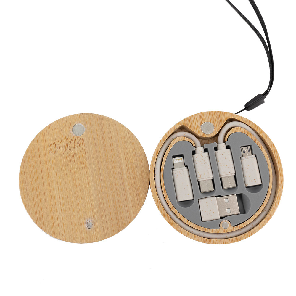 Logo trade promotional gifts picture of: 4in1 cable in wooden case, LH-ZM01