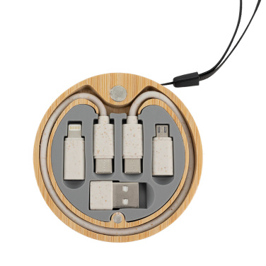 Logotrade promotional giveaway image of: 4in1 cable in wooden case, LH-ZM01