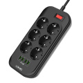 Power strip with USB ports, black