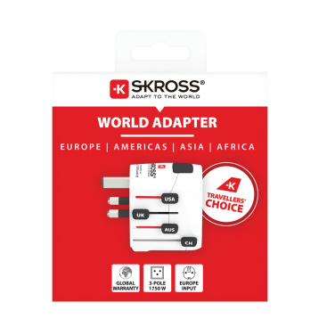 Logo trade promotional merchandise photo of: SKROSS Pro 3-Pole World Travel Adapter