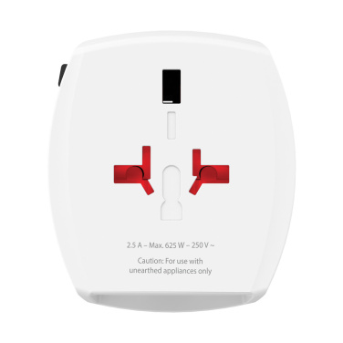 Logo trade promotional gifts image of: SKROSS World Travel Adapter MUV 2-pole with USB A and C