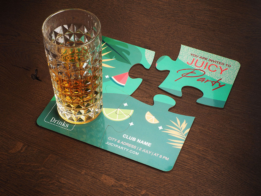 Logo trade promotional items image of: Set of 4 PUZZLE glass coasters 1835117