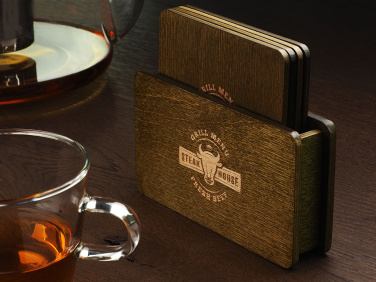 Logo trade promotional merchandise picture of: Wooden box with 4 coasters 1871121