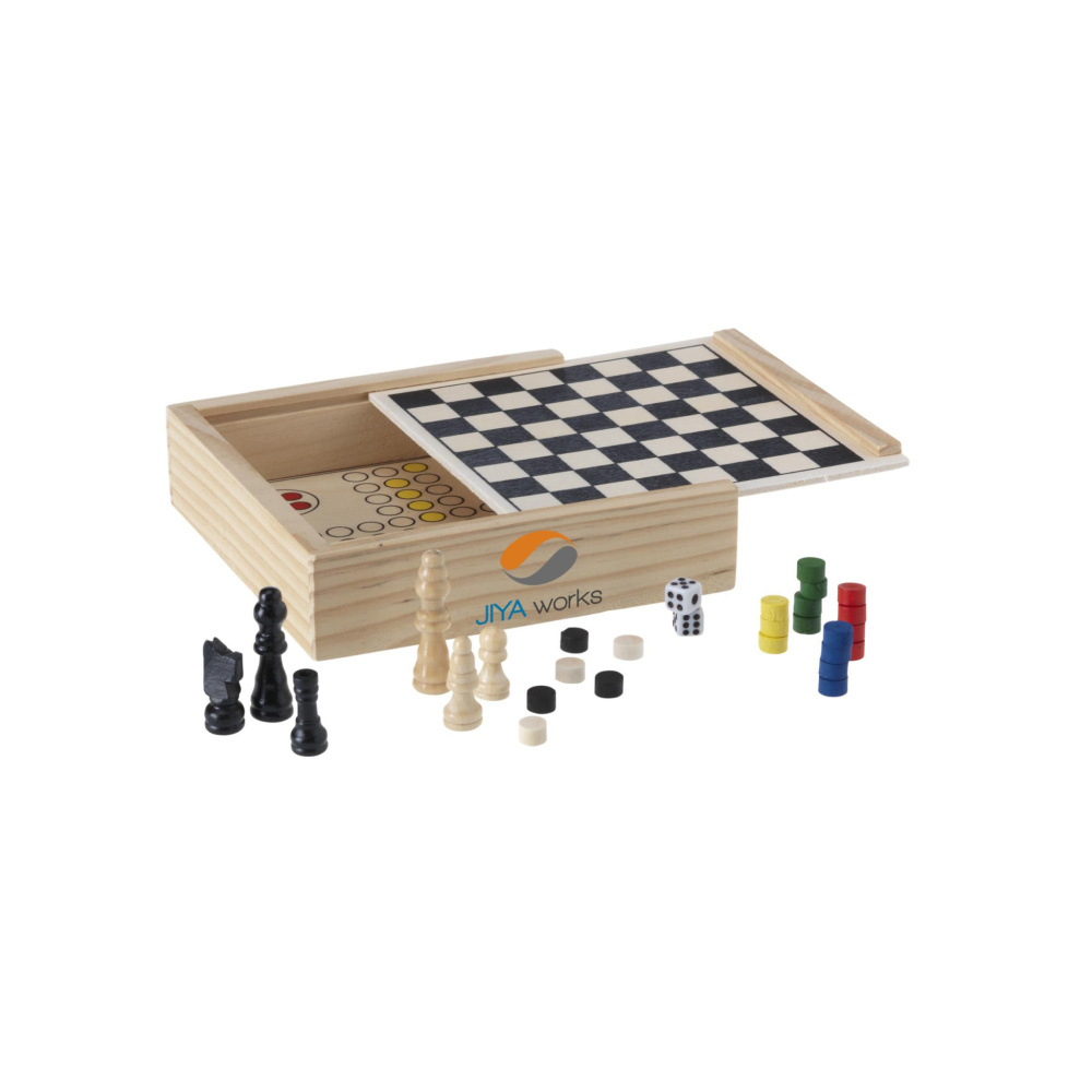 Logo trade advertising products picture of: WoodGame 5-in-1 game set