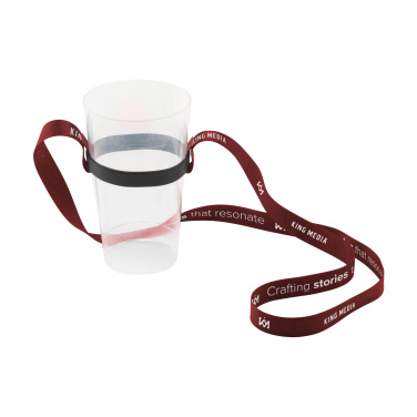 Logo trade promotional gift photo of: Lanyard Sublimation RPET 1.5 cm with Cup holder