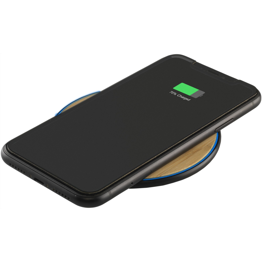 Logo trade business gifts image of: Bamboo 10W Wireless Charger wireless fast charger