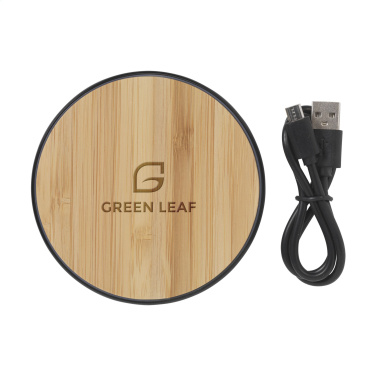 Logo trade corporate gifts image of: Bamboo 10W Wireless Charger wireless fast charger