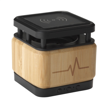 Logotrade business gift image of: Bamboo Block Speaker with wireless charger