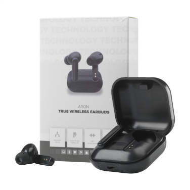 Logo trade promotional gifts picture of: Aron TWS Wireless Earbuds in Charging Case