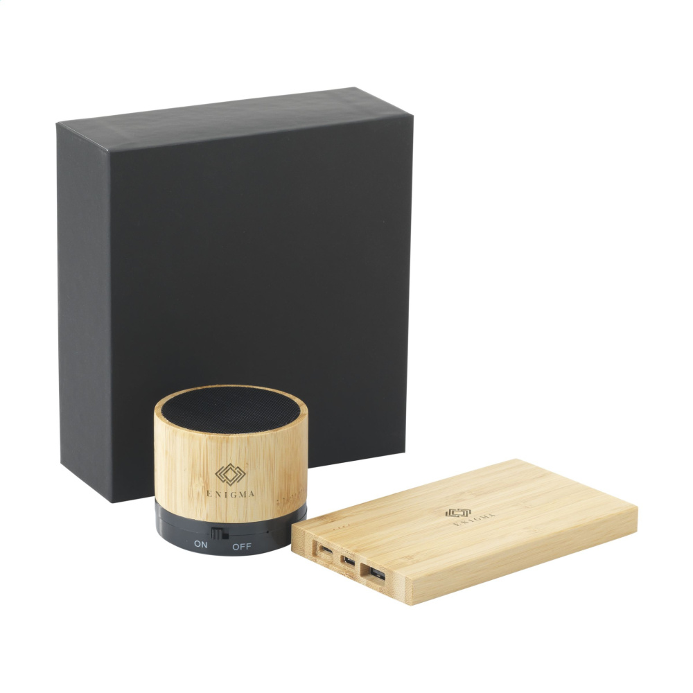 Logo trade promotional merchandise image of: PowerBox Bamboo gift set