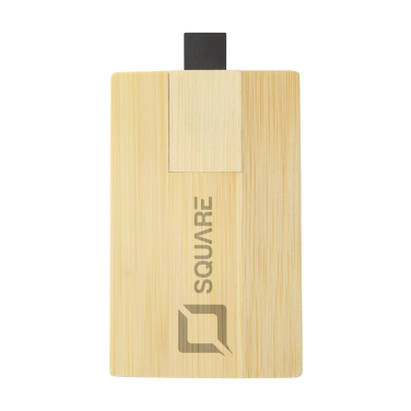 Logo trade business gift photo of: CreditCard USB Bamboo 64 GB