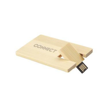 Logo trade corporate gifts image of: CreditCard USB Bamboo 64 GB