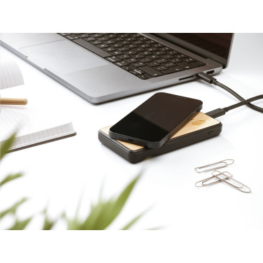 Logo trade promotional gifts picture of: Boru Bamboo RCS Recycled ABS Powerbank Wireless Charger