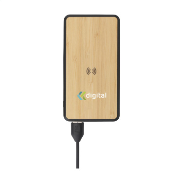 Logotrade promotional product image of: Boru Bamboo RCS Recycled ABS Powerbank Wireless Charger