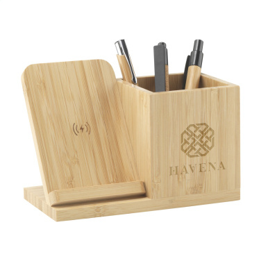 Logo trade advertising product photo of: Bamboo Boss 15W charger/pen holder