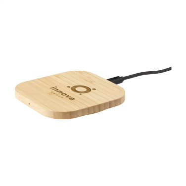 Logo trade corporate gift photo of: Bamboo Wireless Charger 15W