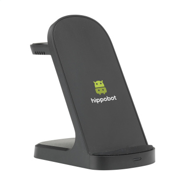 Logo trade corporate gift photo of: Triple-Up RCS Recycled ABS Wireless Charger Stand