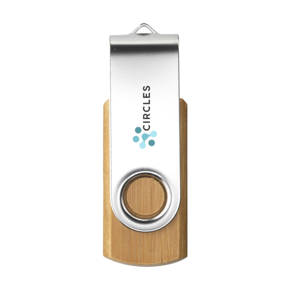 Logo trade corporate gifts image of: USB Twist Bamboo from stock 32 GB