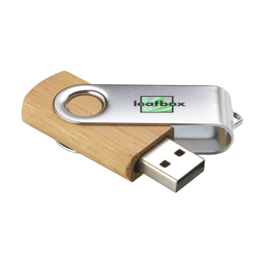 Logo trade corporate gifts picture of: USB Twist Bamboo from stock 32 GB