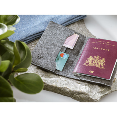 Logo trade promotional giveaways image of: Identify GRS RPET Felt passport holder