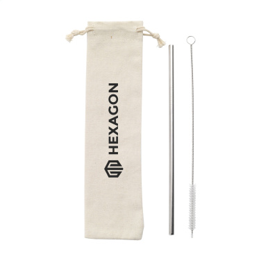 Logo trade promotional items image of: Reusable 1 piece ECO Straw Set stainless-steel straw